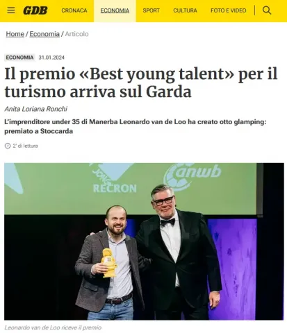 Giornale di Brescia: Leonardo van de Loo vince il premio “Best young talent” per il turismo
