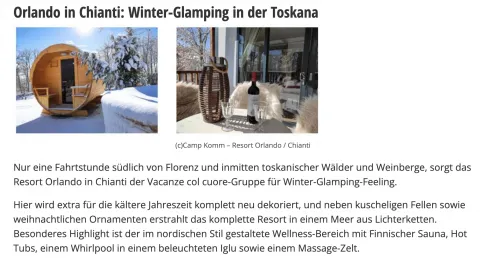 Be-outdoor: Orlando in Chianti: Winter-Glamping in der Toskana 