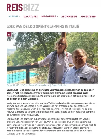 LOEK VAN DE LOO OPENS  A GLAMPING IN ITALY
