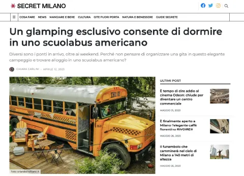 Secret Milano: un glamping consente di dormire in uno scuolabus americano