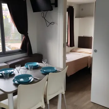 Dining area with table and chairs