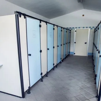 Bathroom building with showers and toilets.