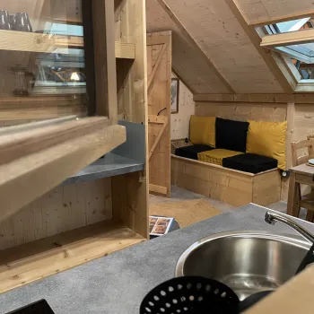Inside view of a safari tent's kitchen