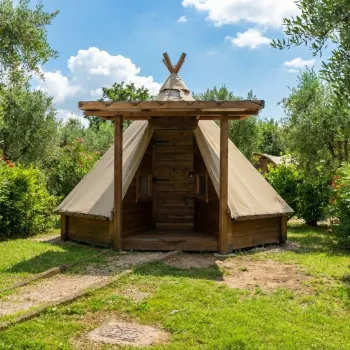 Tipi tent in green scenery